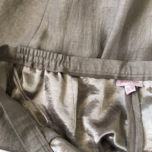 Jacques Vert british brand green/grey collarless jacket pants suit poly/viscose - Picture 8 of 9